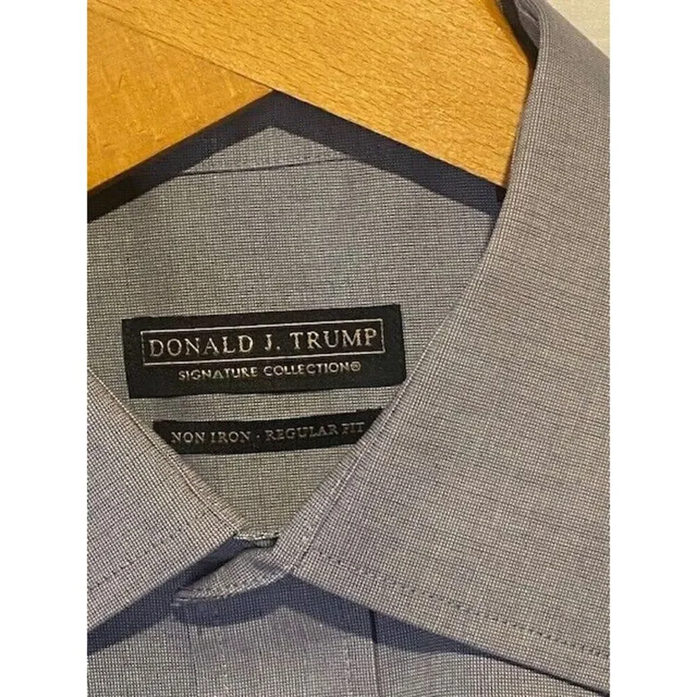 DONALD J. TRUMP SIGNATURE COLLECTION Men's LARGE GRAY BUTTON DOWN 100% COTTON - Picture 3 of 4